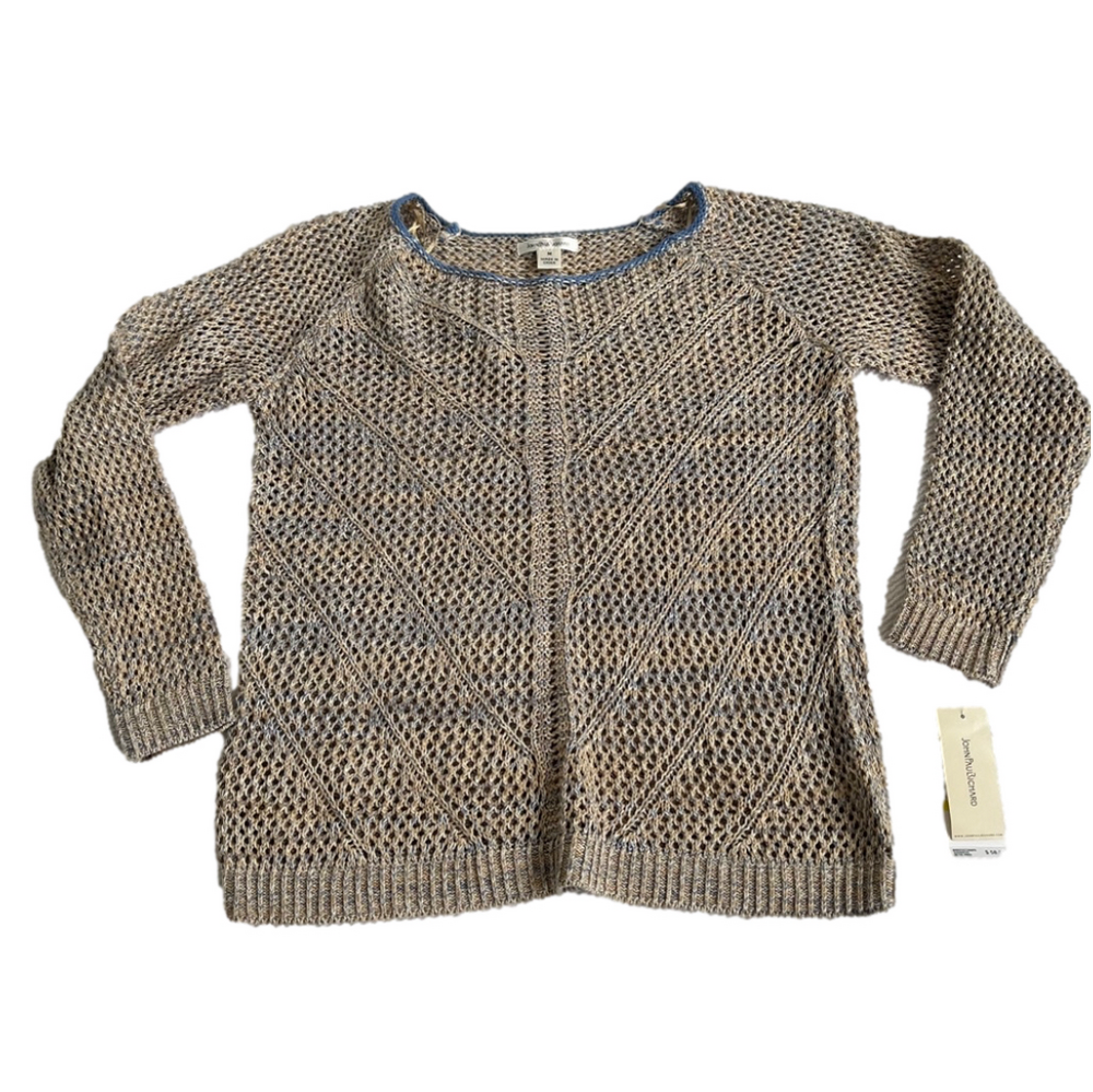 Women's John Paul Richard Sweater, Beige & Blue, Size M